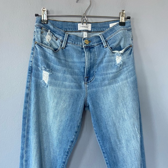 FRAME Le High Straight Jeans in Laskey Rips Size 29 - Picture 4 of 10